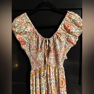 Floral Puff Sleeve Midi Dress